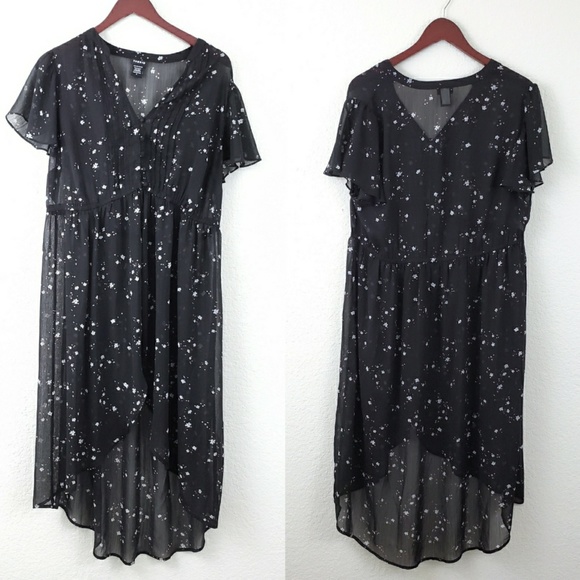 torrid Other - Torrid Black Floral Sheer Tunic Dress Coverup SZ 0